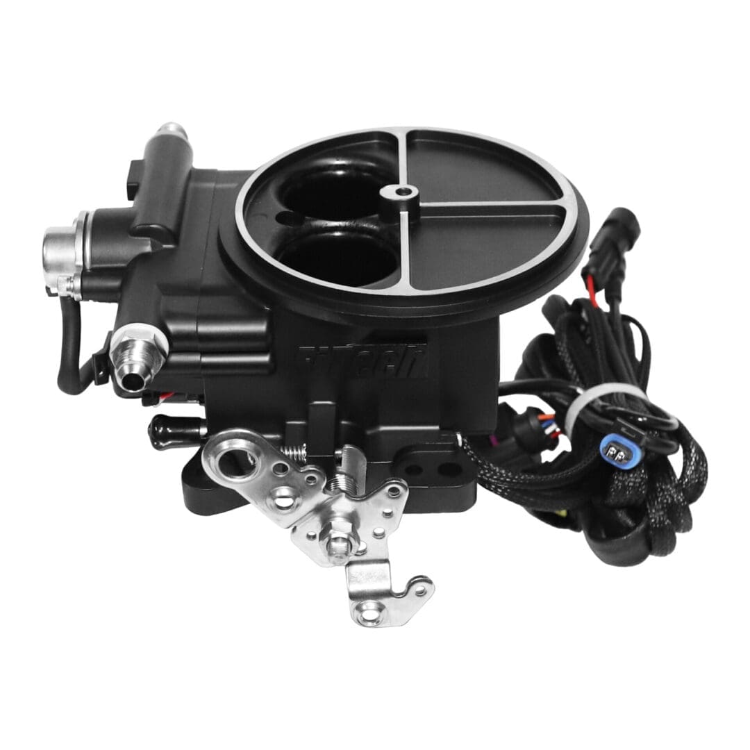 Car throttle body with attached wiring harness.