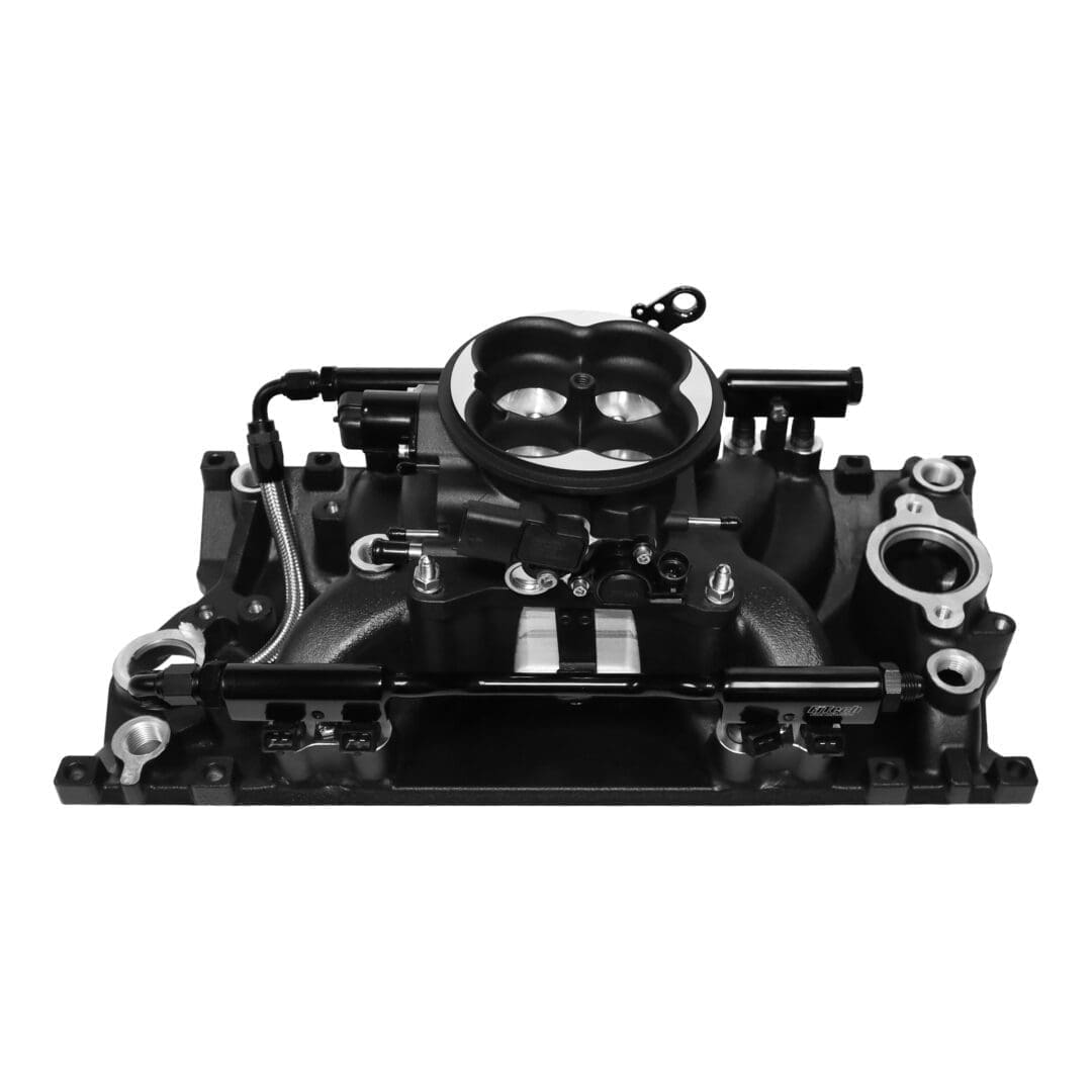 Carburetor engine part on white background.