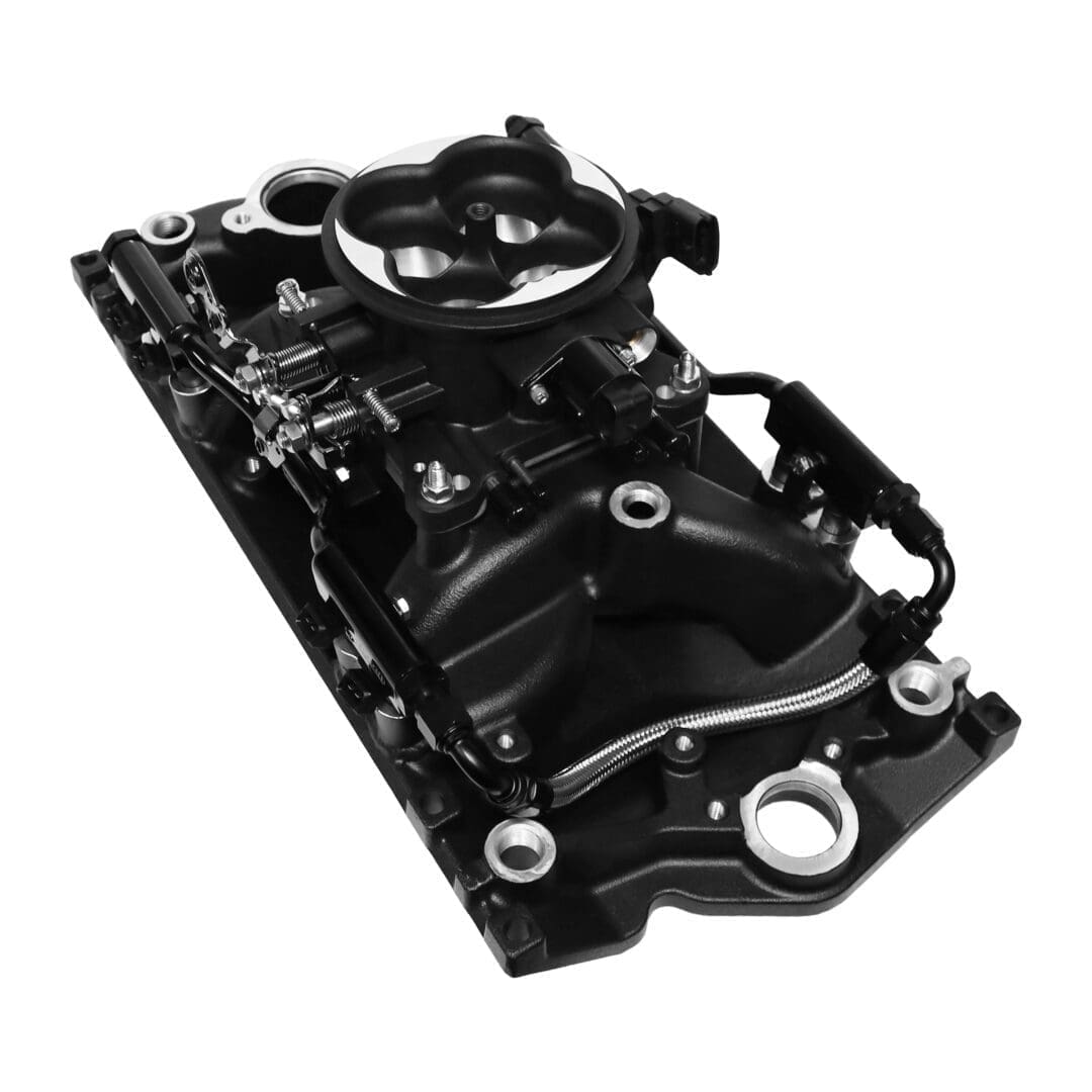 Engine component with metal parts and wiring.