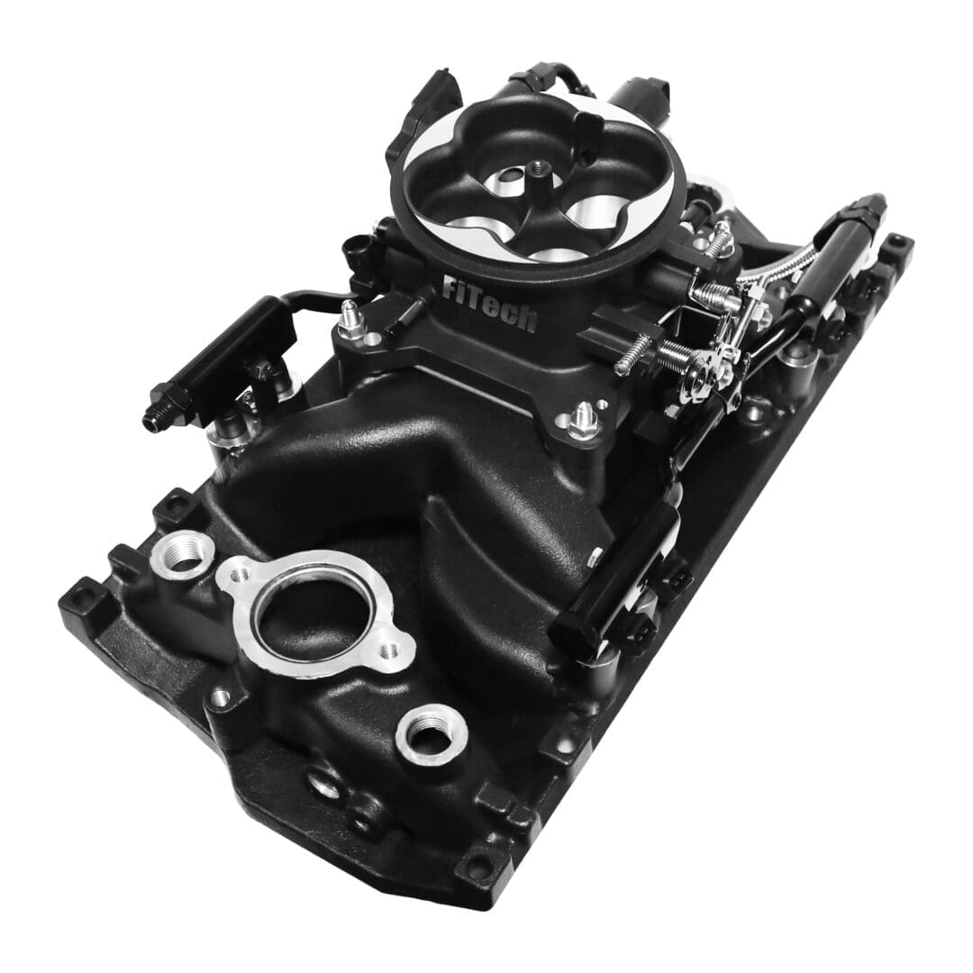 Automotive fuel injection system on white background.