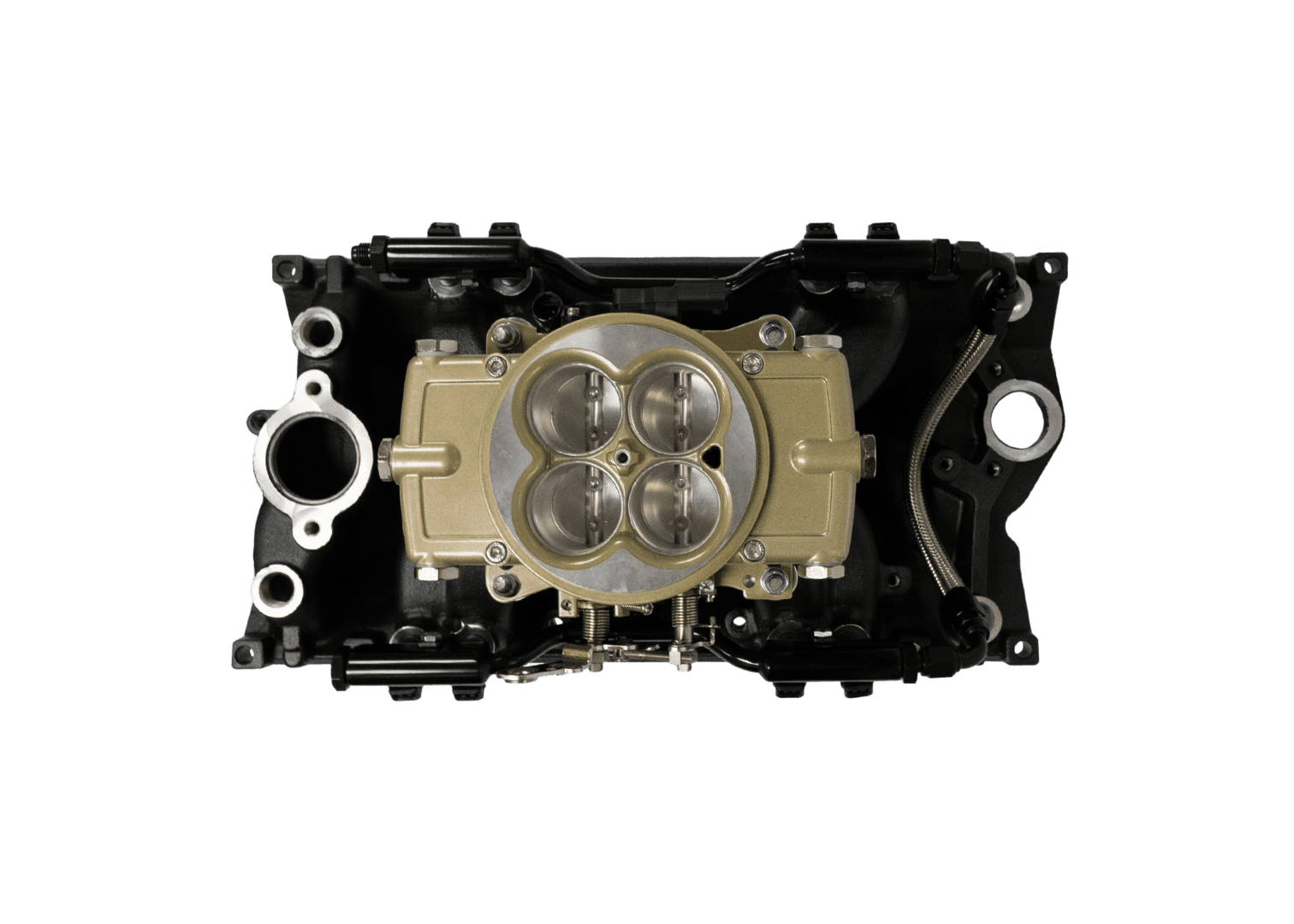 Engine component on black background, top view.