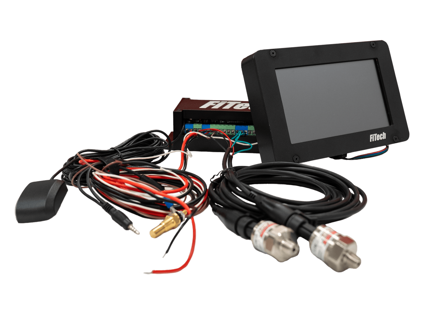 Automotive electronic system with cables and display.