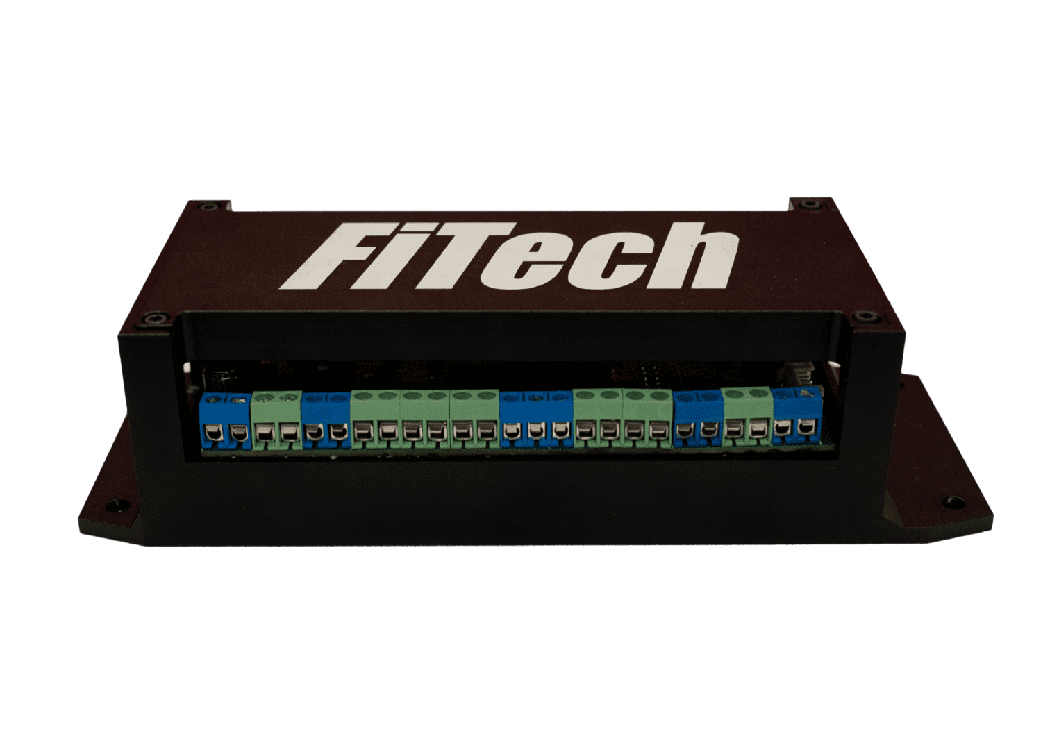 Electronic device with FiTech logo, black background.