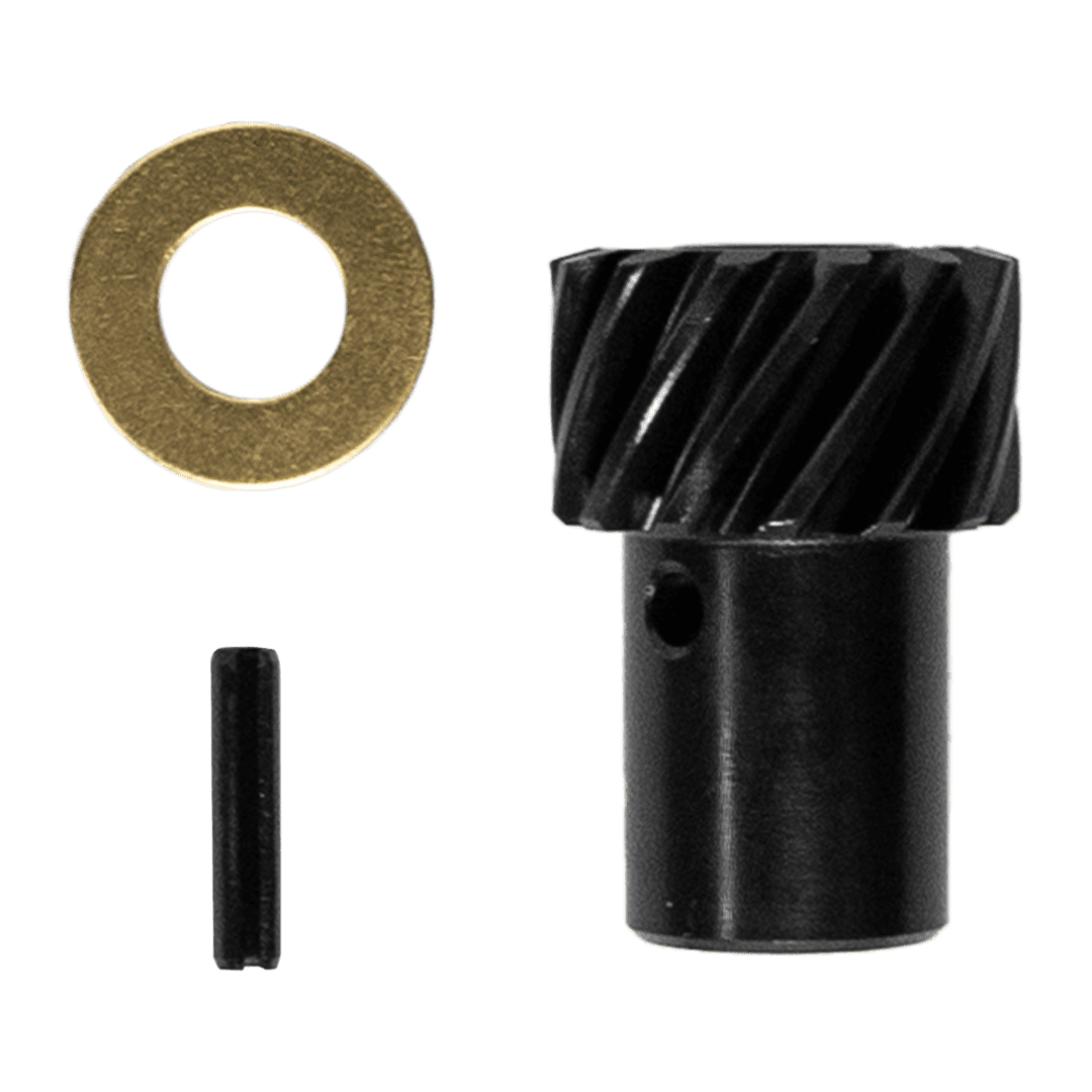 Mechanical parts: gear, washer, and pin.