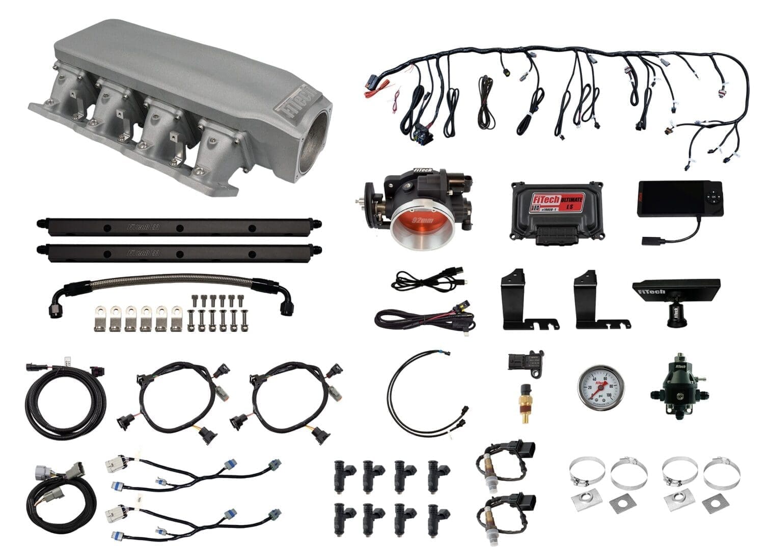 <span style="color:#ED3237;">73104</span><br>Nitro-Port Cast LS1 500 HP EFI System/ Short Cathedral Intake/ Dual O2 Sensor/Cable Driven 92mm Throttle Body/ 36lb Injectors/ With Trans control