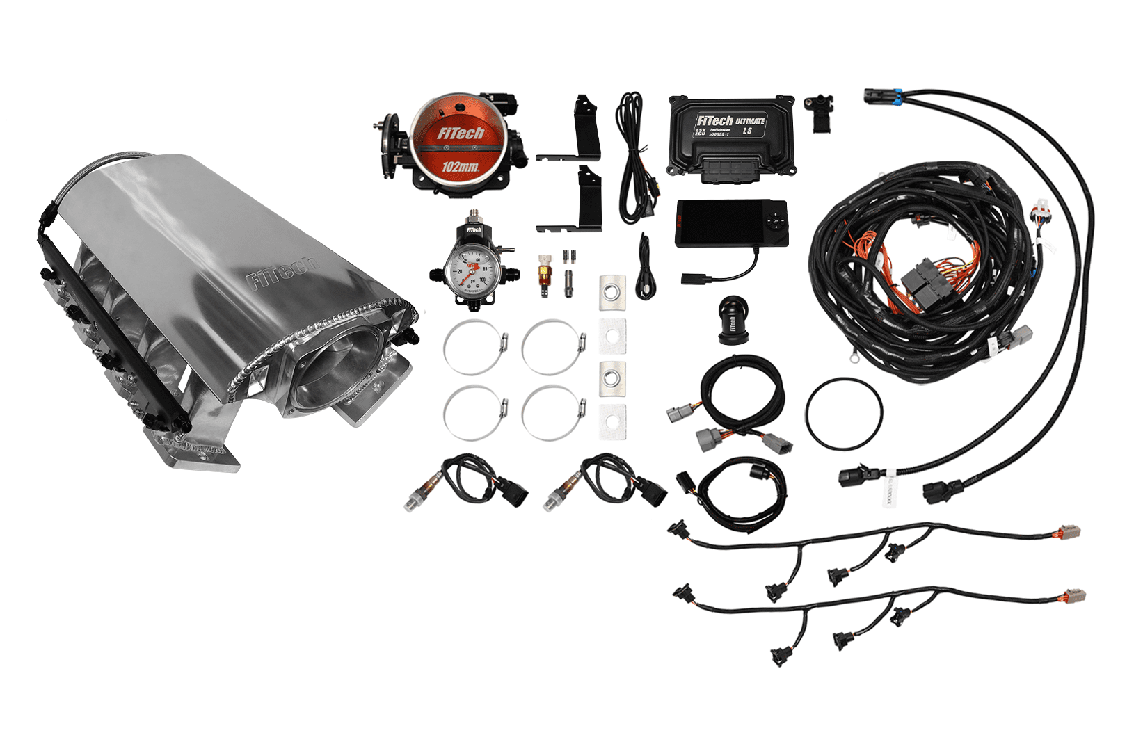 <span style="color:#ED3237;">73144</span><br> Ultimate Rebel Brilliant Tall LS1, LS1 750 HP EFI System/ Tall Cathedral Intake/ Dual O2 Sensor/Cable Driven 102mm Throttle Body/ 55lb Injectors/ With Trans control