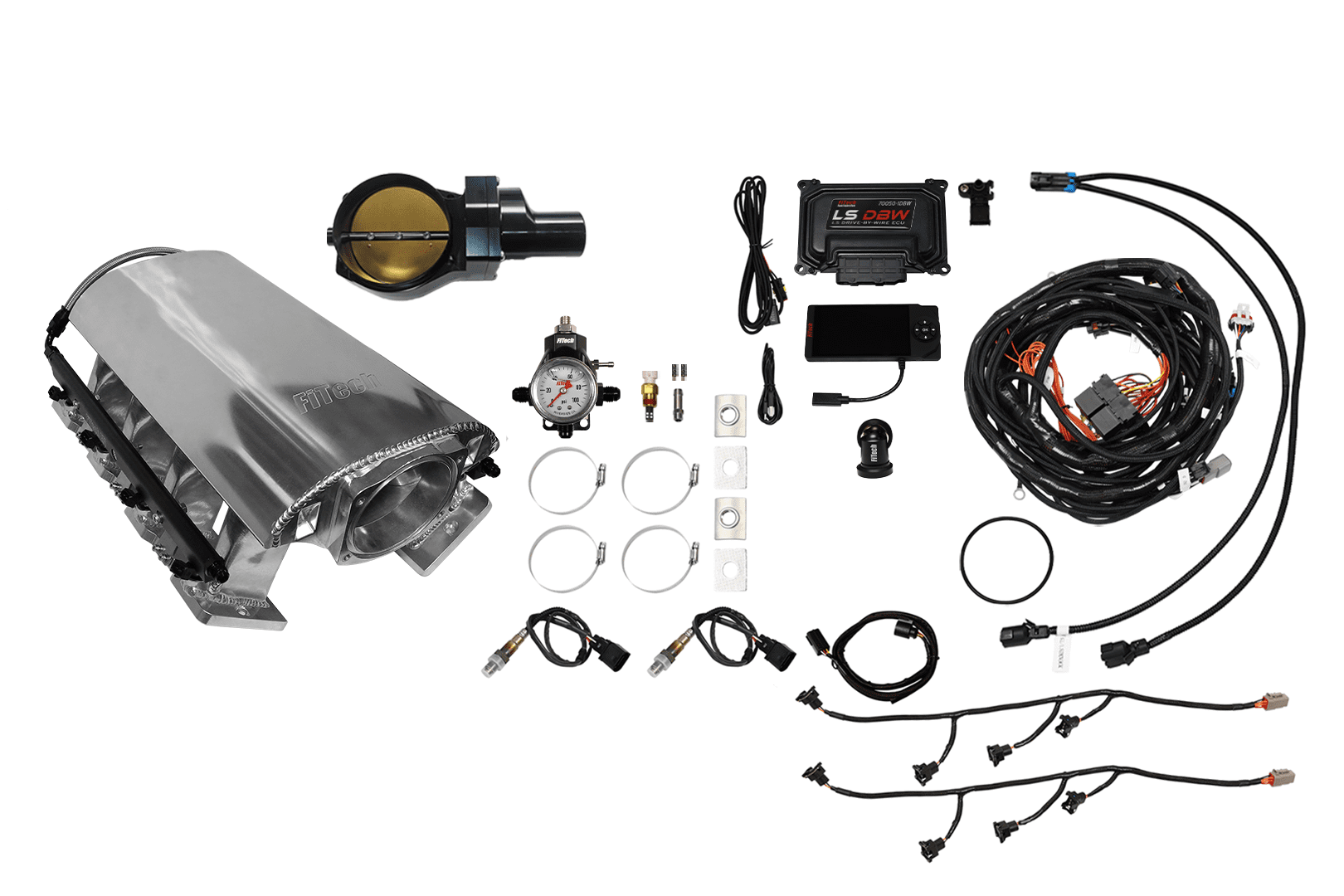 <span style="color:#ED3237;">73145DBWBBNP</span><br> Ultimate Rebel Brilliant Tall LS1 1000 HP EFI System Tall Cathedral Intake DBW Black Billet 102mm TB Without Trans Control No Pedal