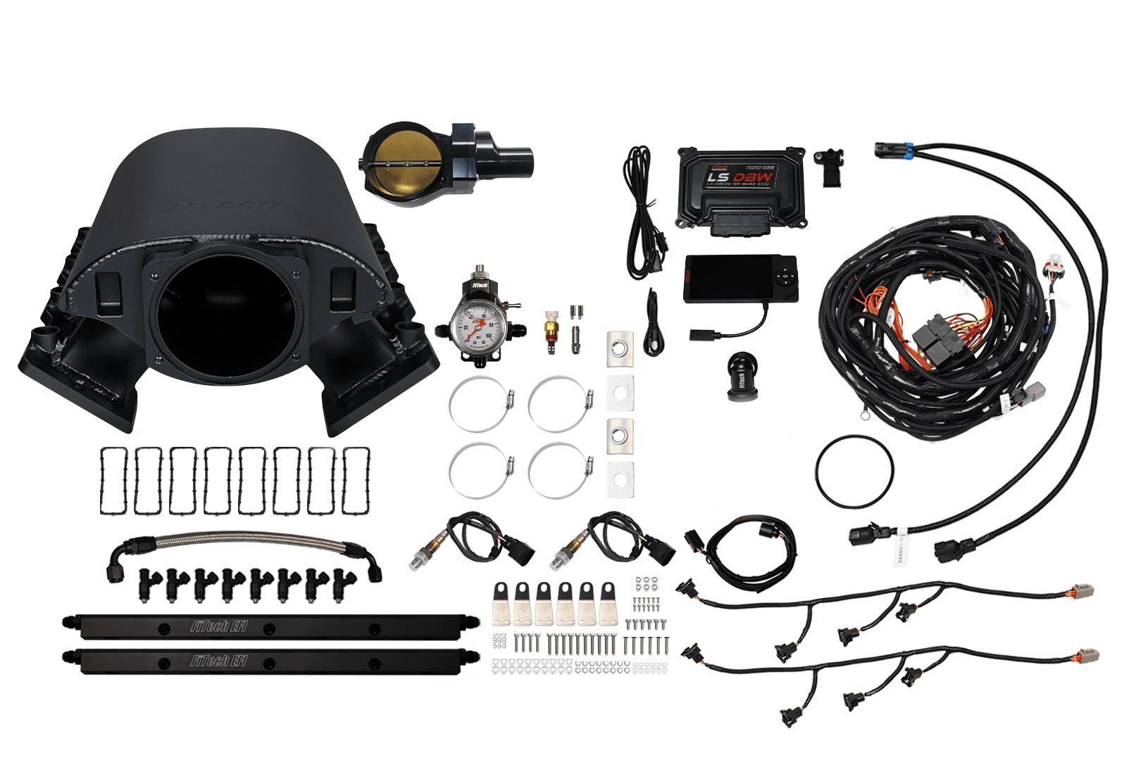 <span style="color:#ED3237;">73171DBWBBNP</span><br> Ultimate Rebel Black Short LS3 500 HP EFI System Short LS3 Port Intake DBW Black Billet 92mm TB Without Trans Control No Pedal