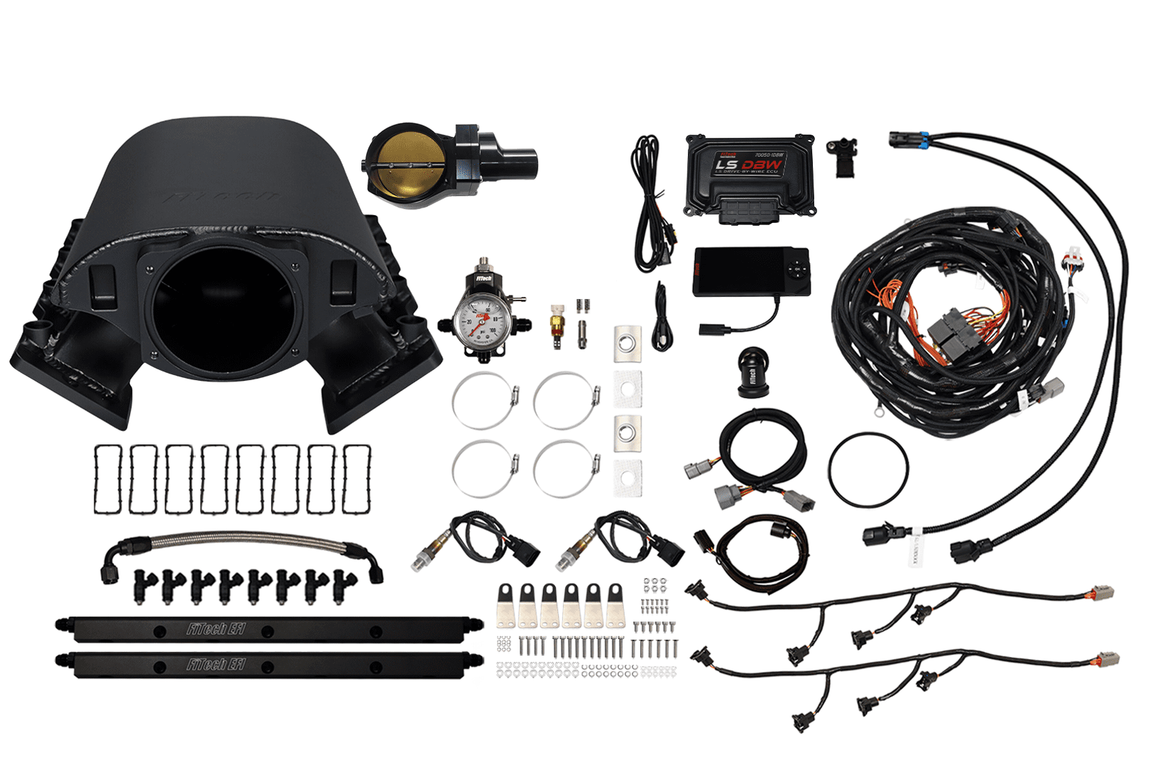 <span style="color:#ED3237;">73176DBWBBNP</span><br> Ultimate Rebel Black Short LS3 1000 HP EFI System Short LS3 Port Intake DBW Black Billet 102mm TB With Trans Control No Pedal