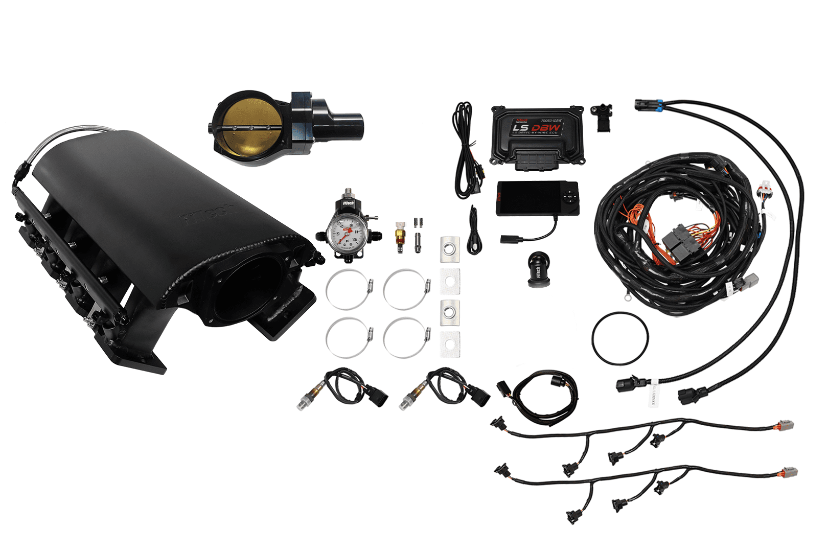 <span style="color:#ED3237;">73231DBWBBNP</span><br> Ultimate Rebel Black Tall LS3 500 HP EFI System Tall LS3 Port Intake DBW Black Billet 92mm TB Without Trans Control No Pedal