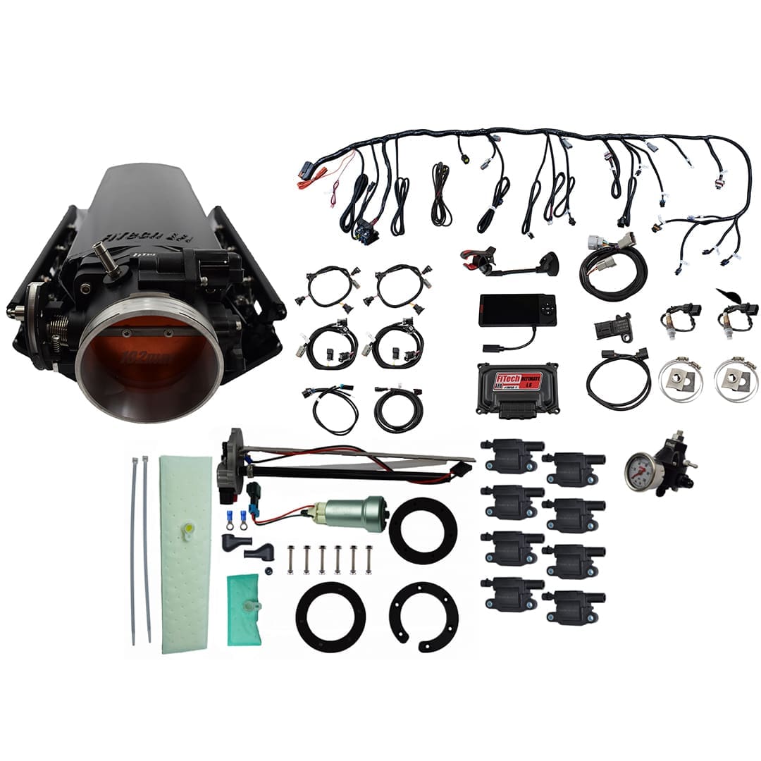 <span style="color:#ED3237;">78633</span><br>Ultimate LS 1000 HP EFI System With Long Runner Cathedral Intake, Transmission Control, In Tank 440 LPH Pump Module, Go Fuel Regulator, & LS3 Coil Pack Set Master Kit