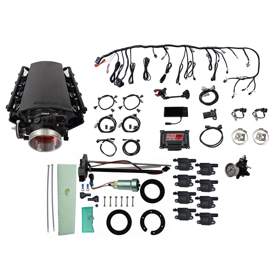 <span style="color:#ED3237;">78635</span><br>Ultimate LS 1000 HP EFI System With Short LS3 Port Intake, Transmission Control, In Tank 440 LPH Pump Module, Go Fuel Regulator, & LS3 Coil Pack Set Master Kit