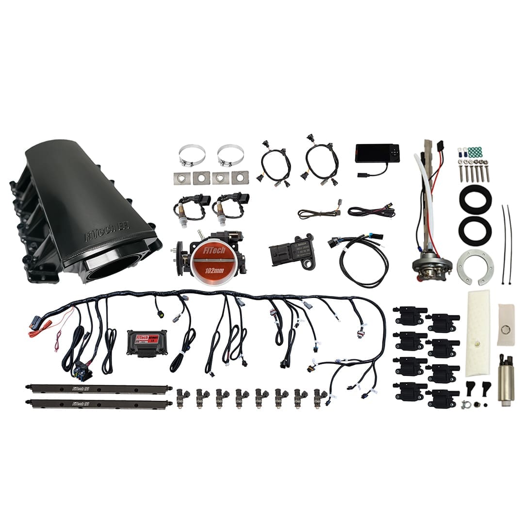 <span style="color:#ED3237;">79717</span><br>Ultimate LS 750 HP EFI System With Short LS7 Port Intake, Go Fuel In-Tank Regulated Pump 340 LPH & Go Spark LS3 Style Coil With LED 8 Pack Master Kit